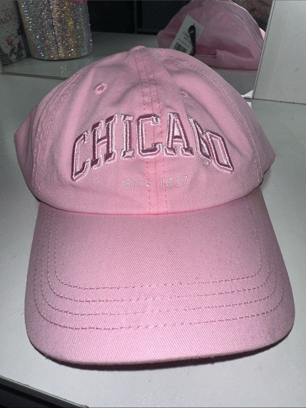 Authentic pink Chicago Embroidered Baseball Cap